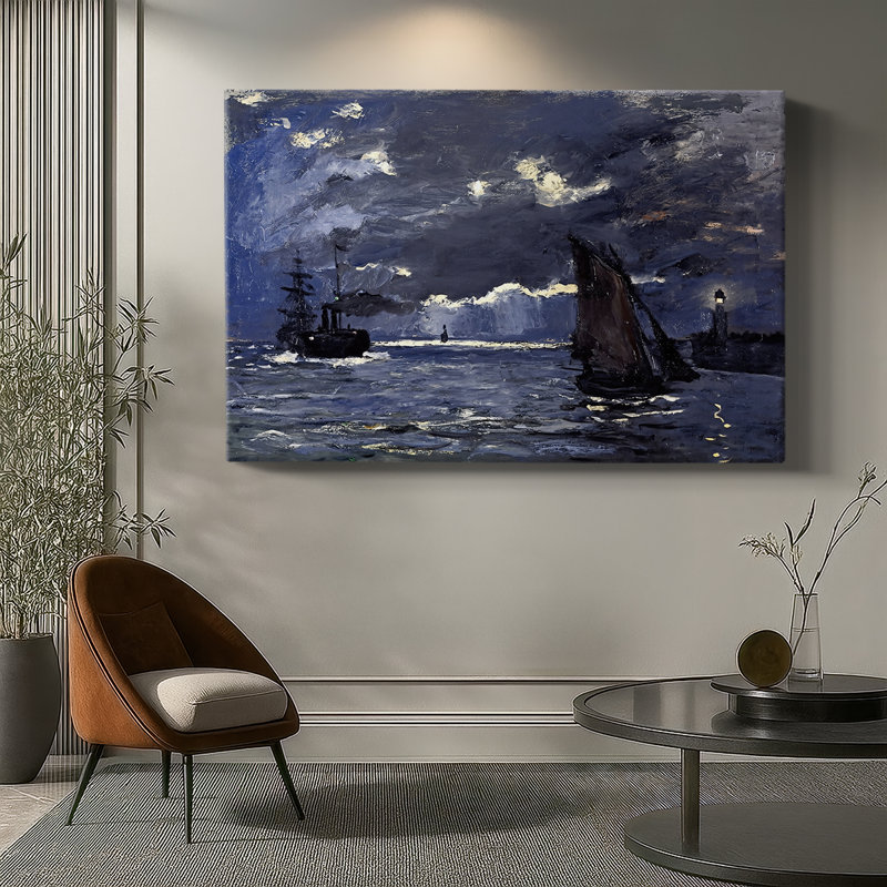 A Seascape, Shipping by Moonlight-Claude Monet-Gallery Wrapped Canvas-1864, 24 x 36