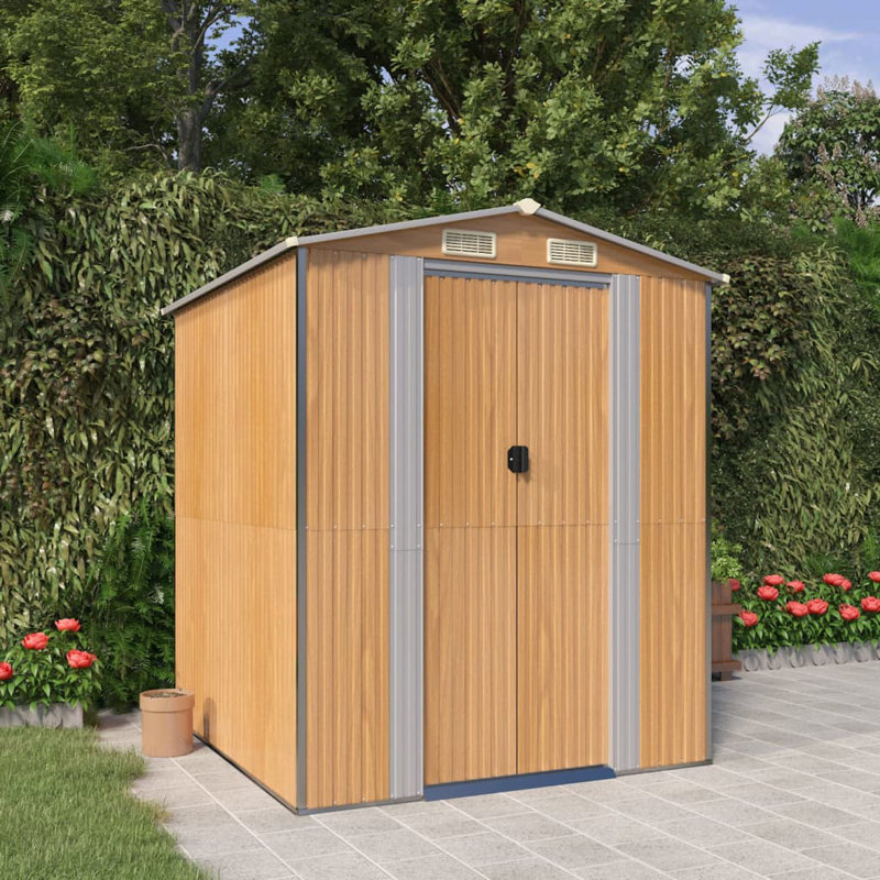 Remise de rangement traditionnelle en acier, Marron clair, L 6,3 pi x P 8,99 pi