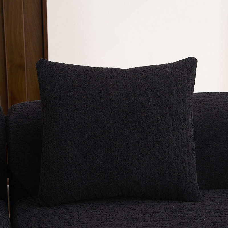 Canapé-lit LY-025 en éponge à compression complète - Canapé modulaire incurvé noir, canapé-lit en chenille haute densité 30D pour appartements, capacité de 1200 lb, longueur de 110 po