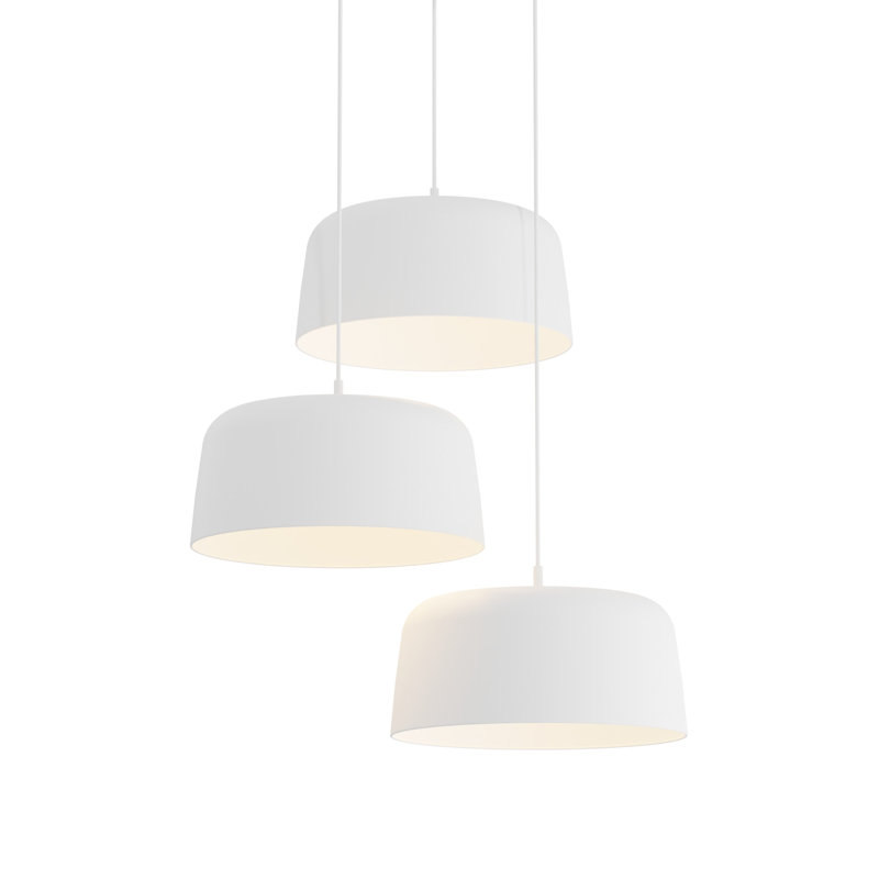Luminaire suspendu grappe Yurei avec abat-jour en acrylique 14 po, Blanc mat, Blanc mat