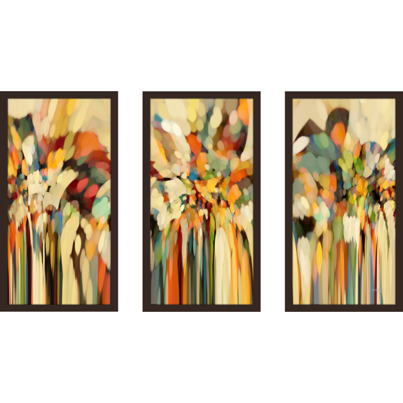 Abstract Multicolor Plexiglass 3-Piece Framed Art Set