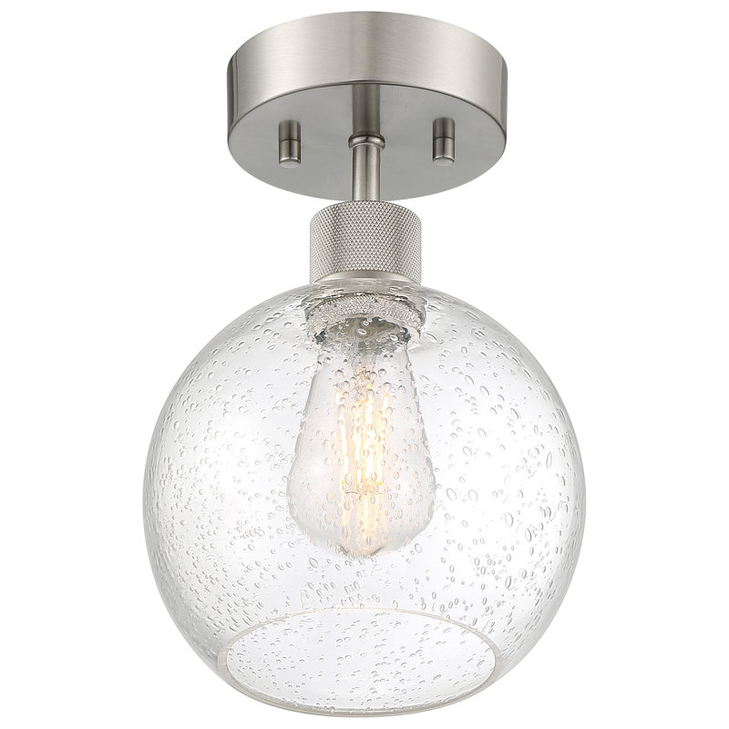 Southglenn Glass Semi Flush Mount, Brushed Steel