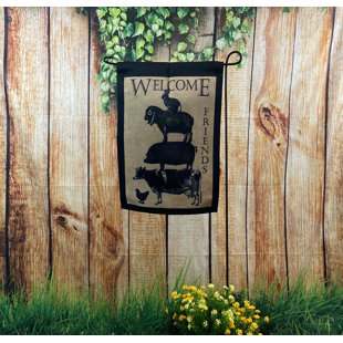Ensemble de 2 faces en polyester 18 x 12 po "welcome stack animaux" drapeau de jardin