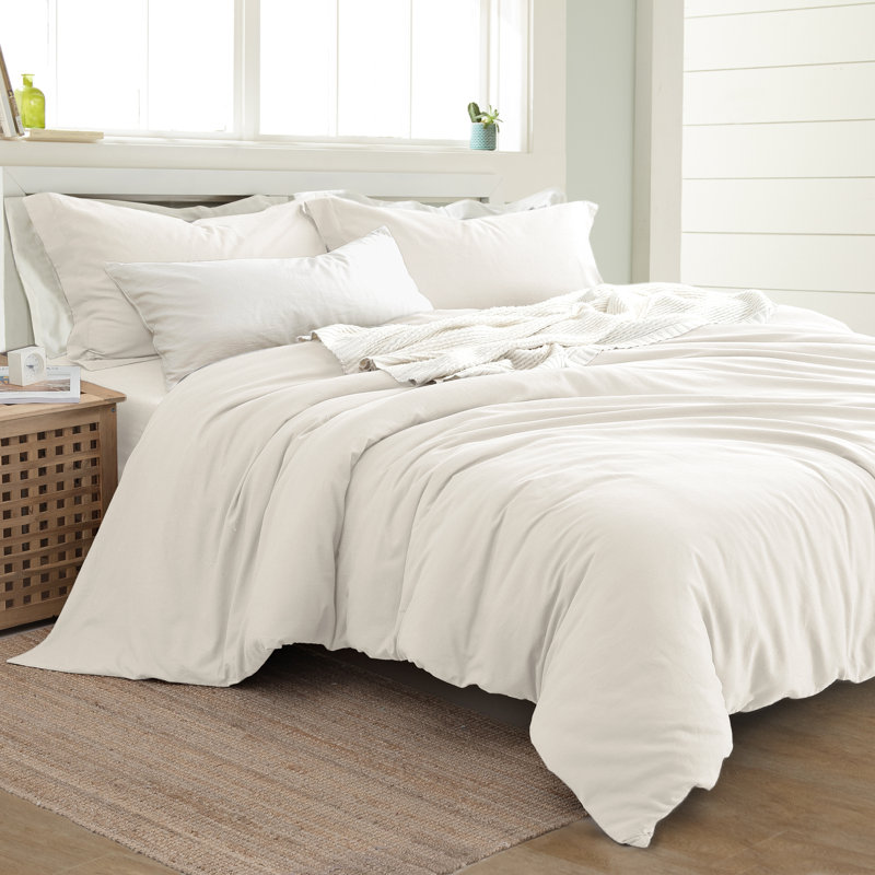  Reversible Duvet Cover Set, Queen Duvet Cover + 2 Shams, Gray