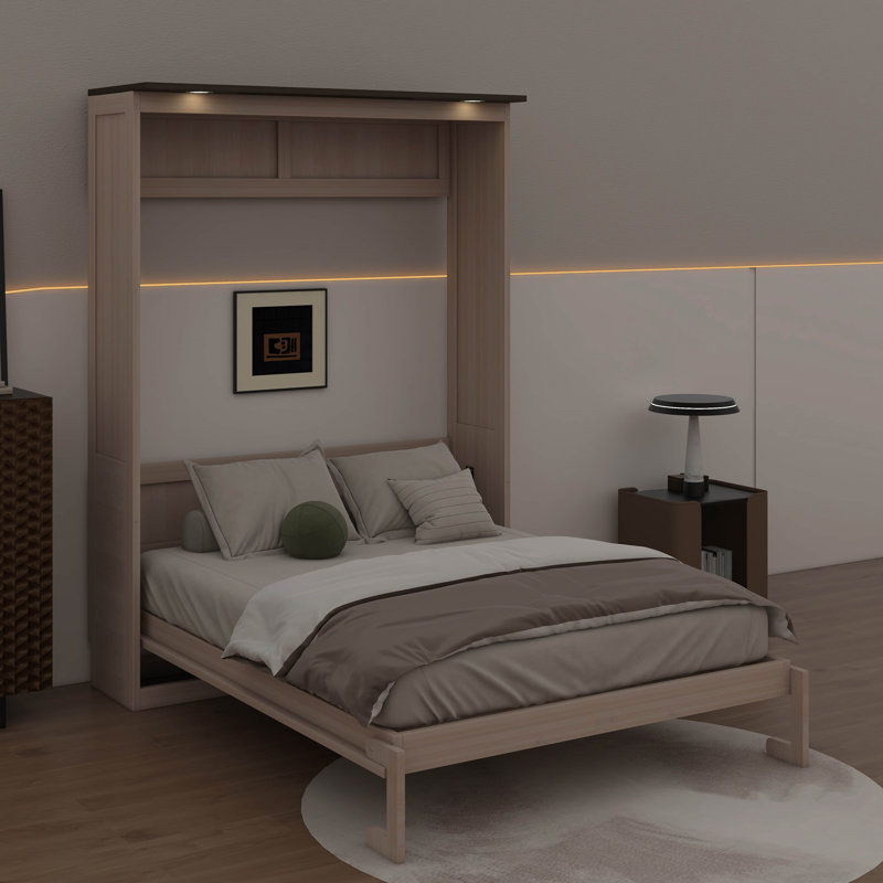 Grand lit escamotable avec DEL, Beige
