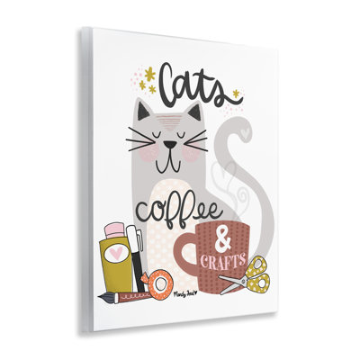 Plaque murale «Cats Coffee & Crafts», conception par Mandy Ford Art + Illustration