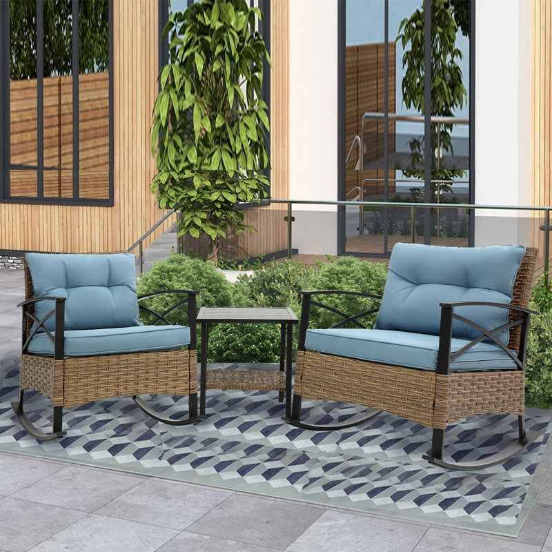 Chaise berçante en métal Xaira, Bleu