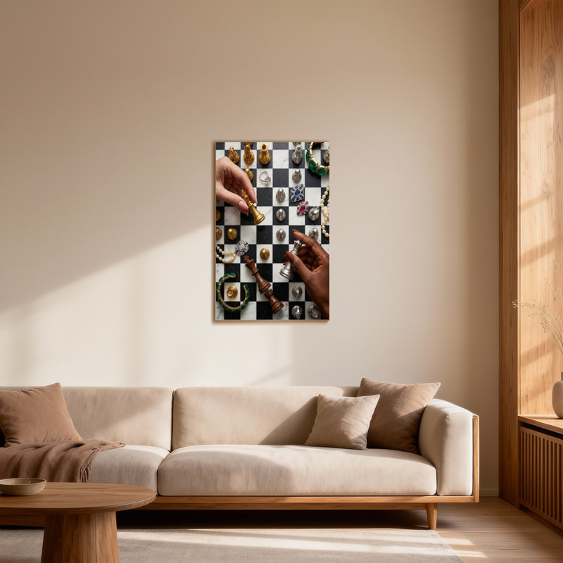 Fashion Chess Board With Jewellery And Hands, 30" H x 20" W
