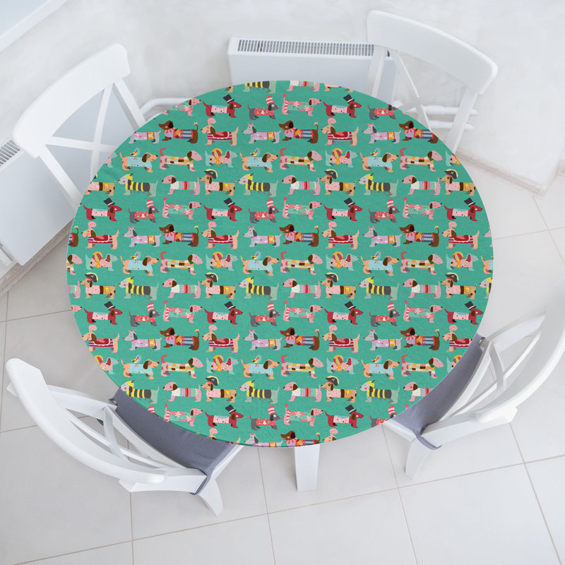 Ambesonne Dog Lover Fitted Round Tablecloth