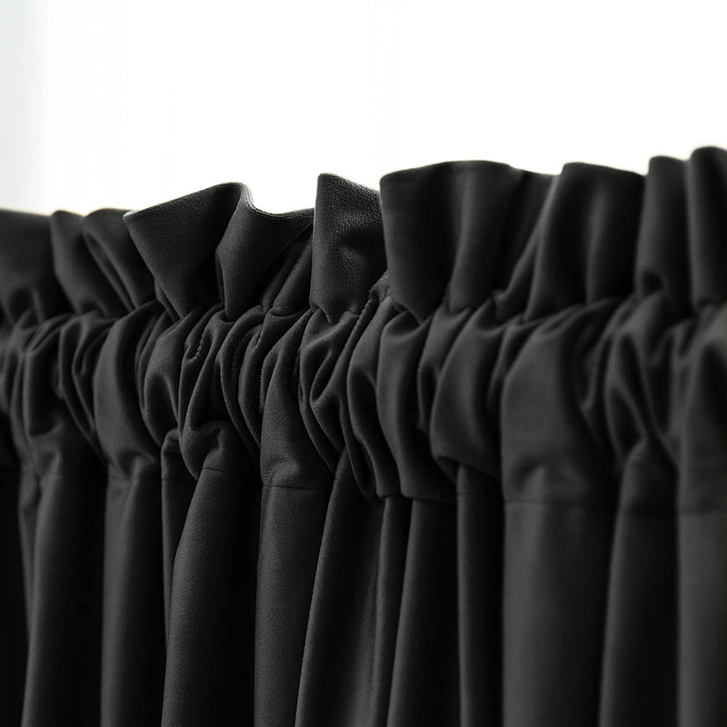 Florane Blackout Curtain Pair, 52" W x 95" L, Black