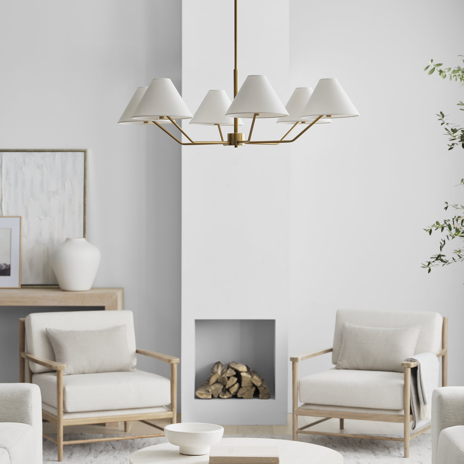 Burke 6-Light Large Chandelier, Satin Brass