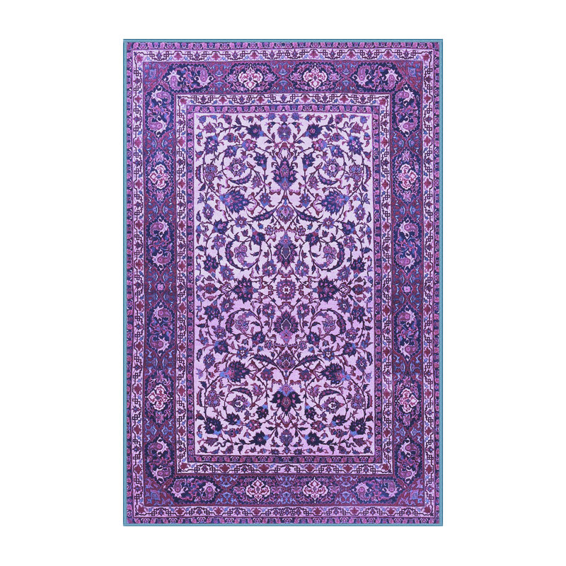 Tapis bleu / mauve / blanc tissé à la machine Irlinda, Rectangle 3 pi x 5 pi