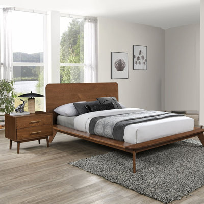 Ensemble de chambre avec lit plateforme 3 pièces Wooden Mid-Century