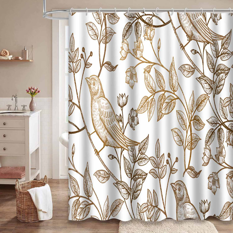 Rideau de douche imperméable en forme de feuille d'or avec 12 crochets, L 72 po x l 72 po