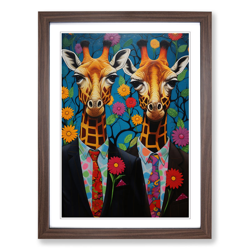 Giraffe Contemporary No.2 - Framed Print, Walnut, 46cm H x 34cm W x 2cm D