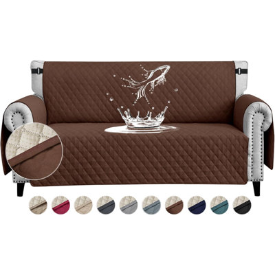 Sofa Covers Water Resistant Sofa Slipcovers 2 Seater Waterproof Reversible Anti-Slip Anti-Scratch Sofa Cover With Non Slip Elastic Straps For Dogs Cats Pets