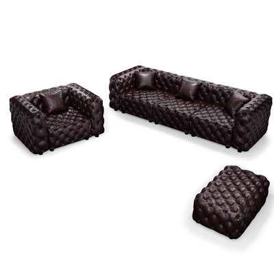 Modern Living Room Set, One 3-Seater Sofa, One Chair and One Ottoman
