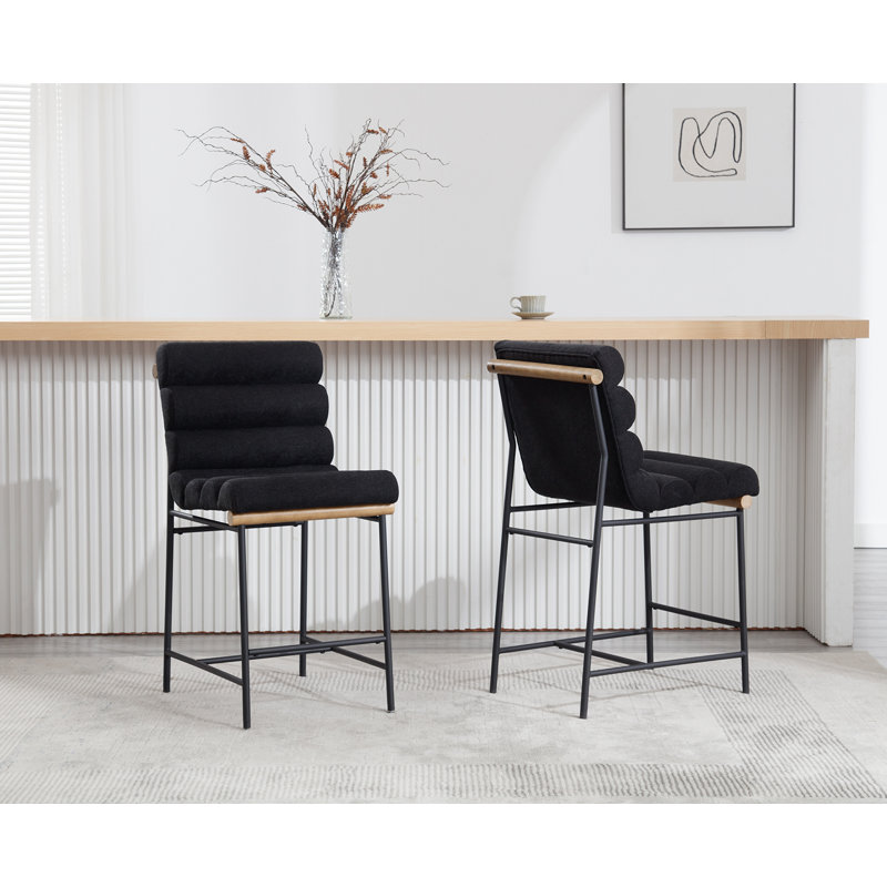 Tabouret de comptoir de 25 po Roseau, Noir, noir, noir, noir