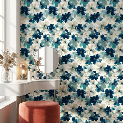 Papier peint floral abstrait, murale décorative moderne