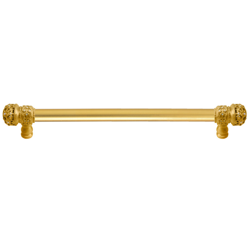 Juliane Grace 9 inches c.c. with 5/8 smooth center long pull small finial with 52 Swarovski Clear & Aurore Boreale Crystals in Gilded Mercury