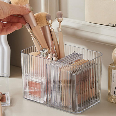 3-Section Cotton Ball/Swabs Dispenser,3 Grids Apothecary Jar Organizer