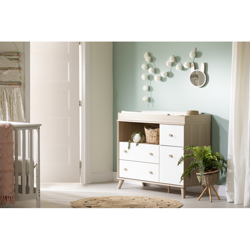 Zayn Changing Table Dresser, Soft Elm/Pure White