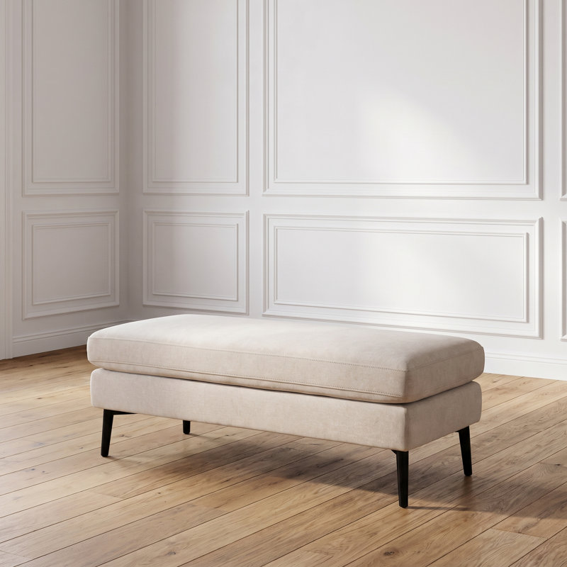 Bilal 47" Wide Rectangle Cocktail Ottoman, Lux Cream Performance Chenille