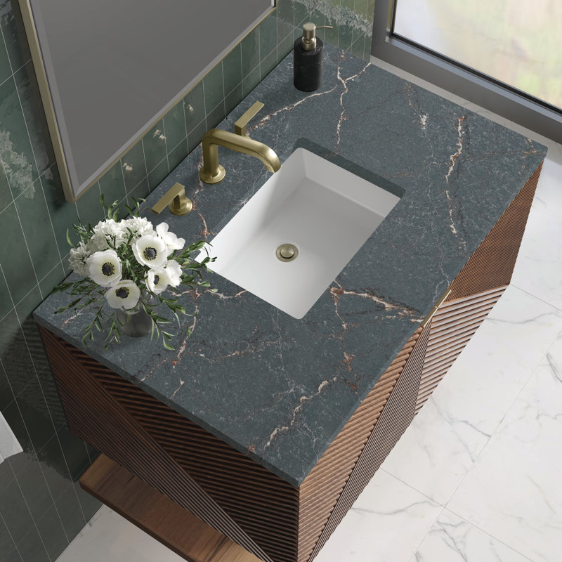 Marcello 36'' W Single Vanity, Parisien Bleu Quartz, 8" Widespread