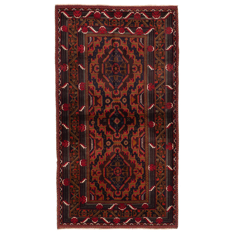 Tapis brun Teimani 4 pi 1 po x 7 pi 5 po