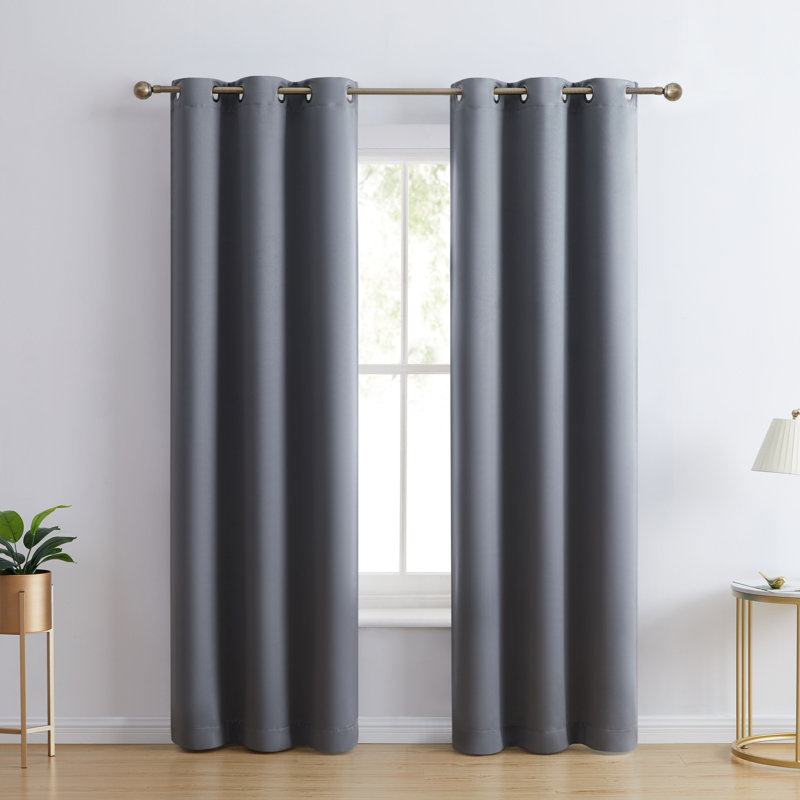Solid Max 100% Blackout Thermal Grommet Curtain Panels, 42" W x 54" L, Steel Gray