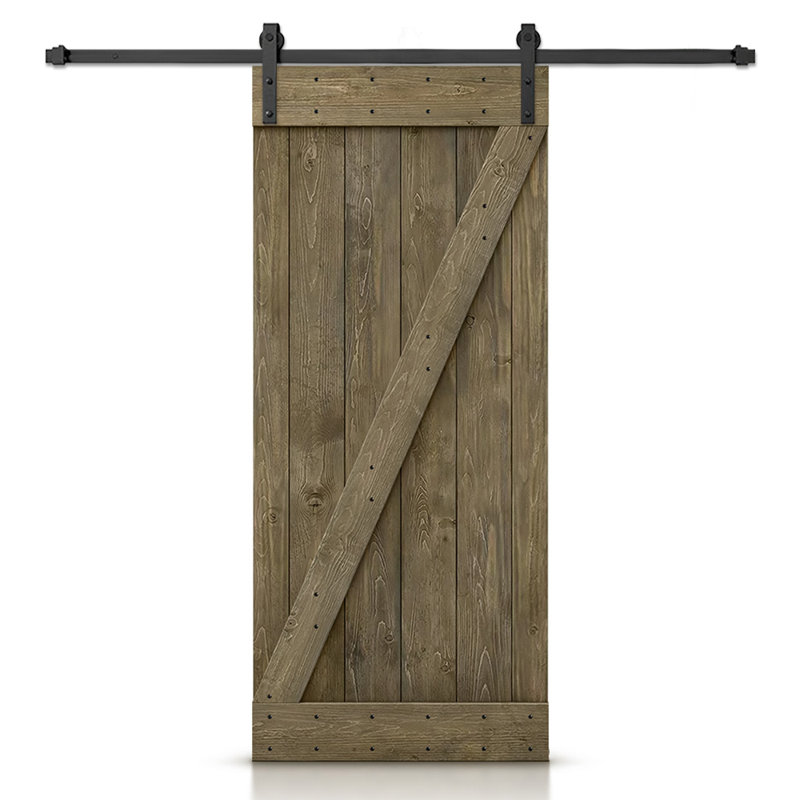 84'' Knotty Pine Rustic Barn Door with Matte Black Hardware