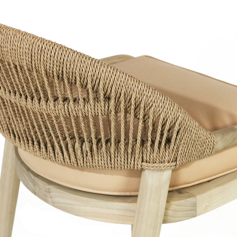 Kendari Blonde Rope-Backed & Upholstered Bar Stool