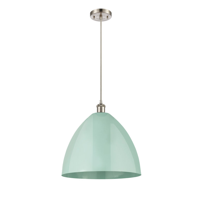 Luminaire suspendu conique 1 lumière, Vert clair, Argent/Gris