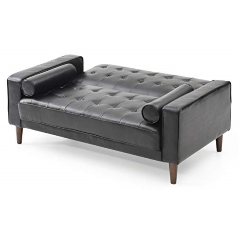 Ferrin Upholstered Sofa, Black Faux Leather