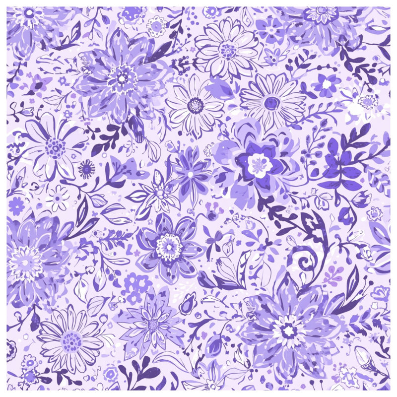 Purple Floral Pattern Comforter, Twin Extra Long