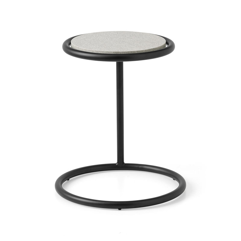 Kangoo Round End Table with Wooden Top, Matt Black, 16.38" H x 14.25" W x 14.25" D