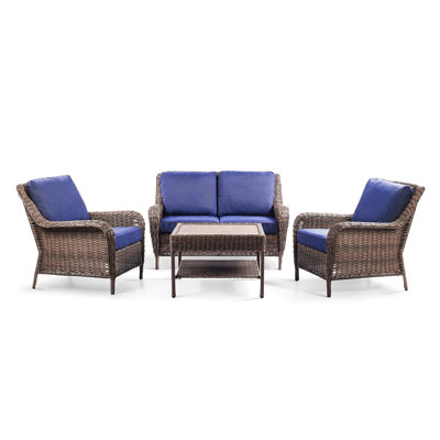 Ensemble de conversation avec coussins pour 4 personnes Parzyck