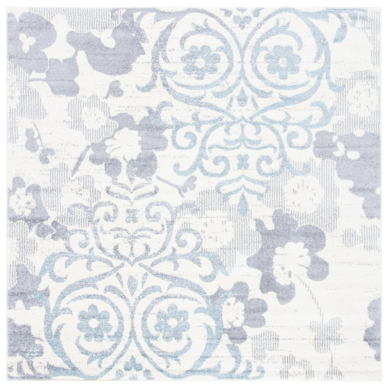 Samsel Performance Floral Rug, Square 8'