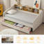 Lit de jour simple avec tablette et tête de lit tapissier 2 tiroirs Guisselle -714781695