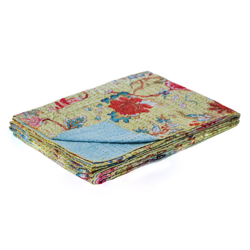 Kantha Quilted Throw Blanket