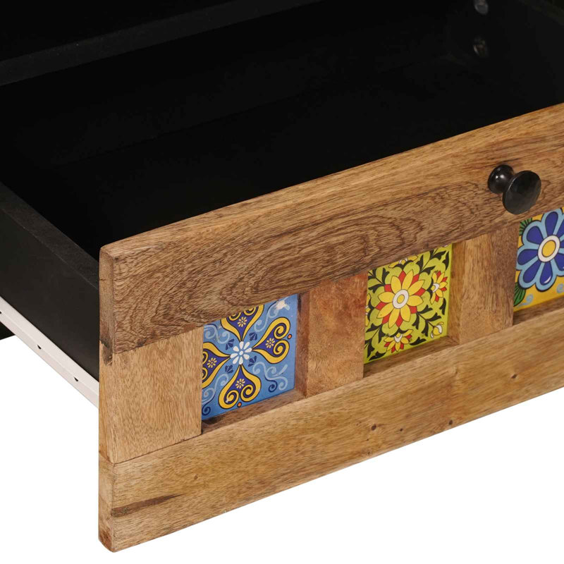  TV Cabinet With Drawer With Shelf With Storage Solid Mango Wood Media