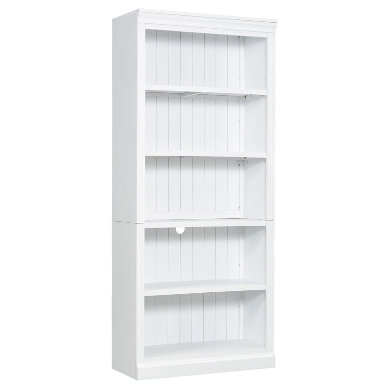 83.4" Tall Wood Bookcase with light strip, White