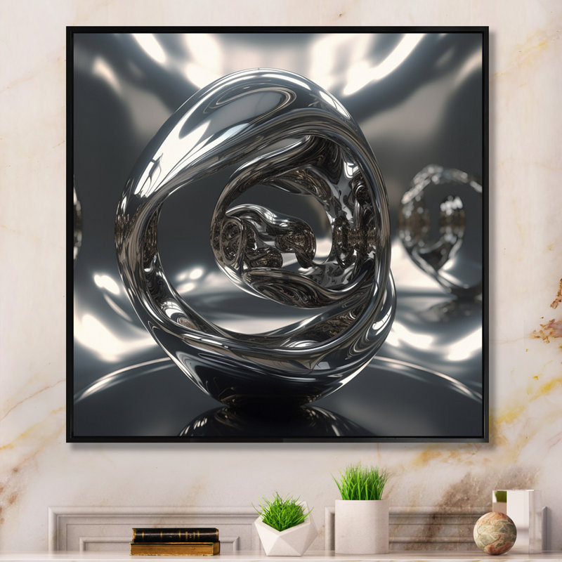 Impression sur toile Quantum Infinity Futuristic 3D I, H 36 po x l 36 po x P 1,5 po, Cadre flottant noir