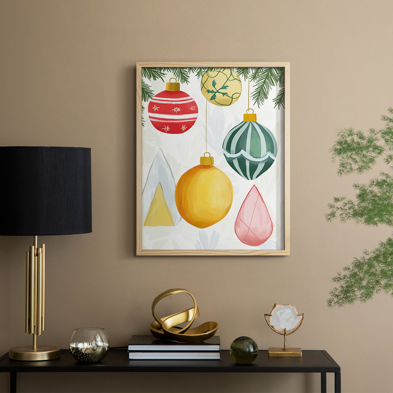«Christmas Holiday Art», reproduction encadrée CIV - bois massif, H 11 po x l 9 po, Naturel
