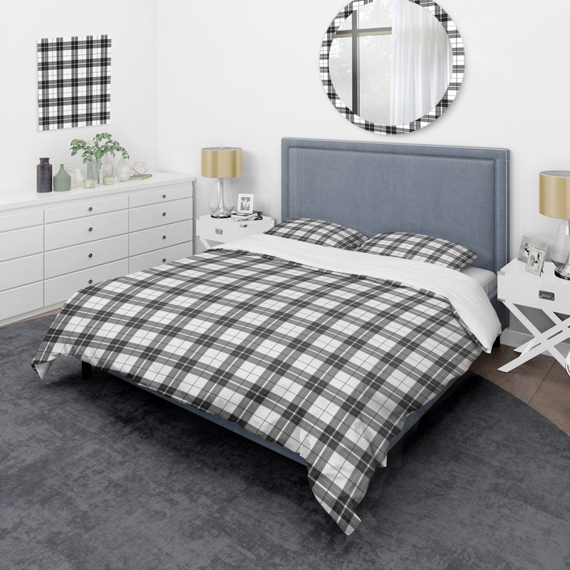 Ensemble de housse de couette en microfibre noir / blanc 3 pièces, Housse de couette pour très grand lit et 2 très