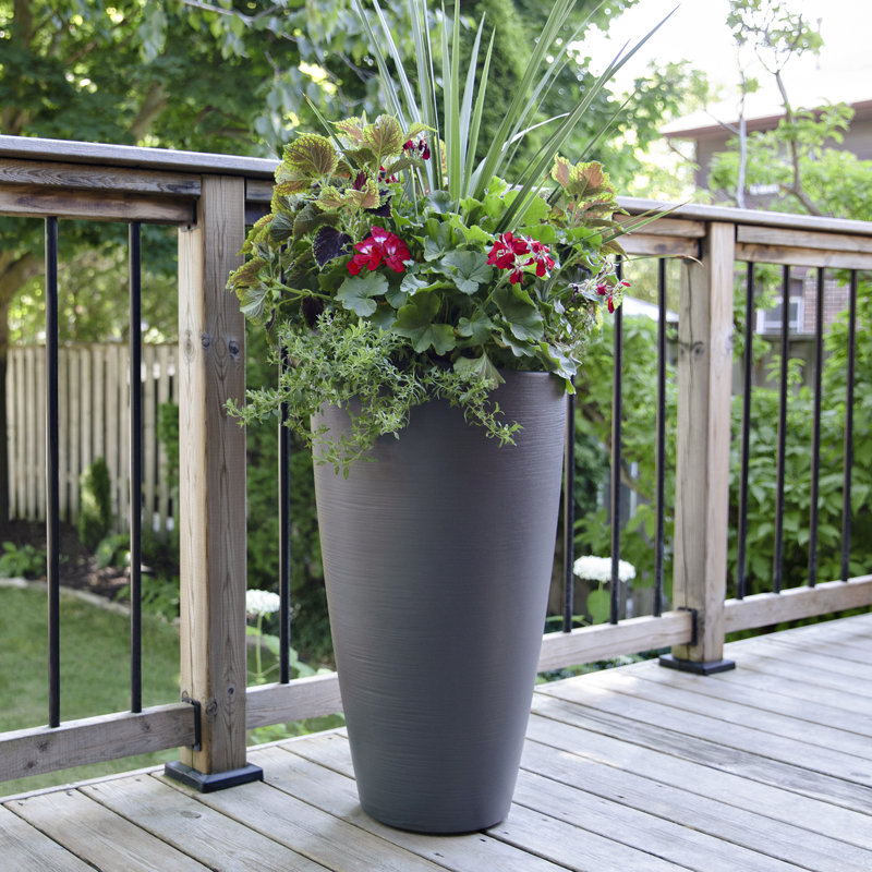 Marazzi Double Walled Tapered Pot Planter , Black, 32" H x 16" W x 16" D
