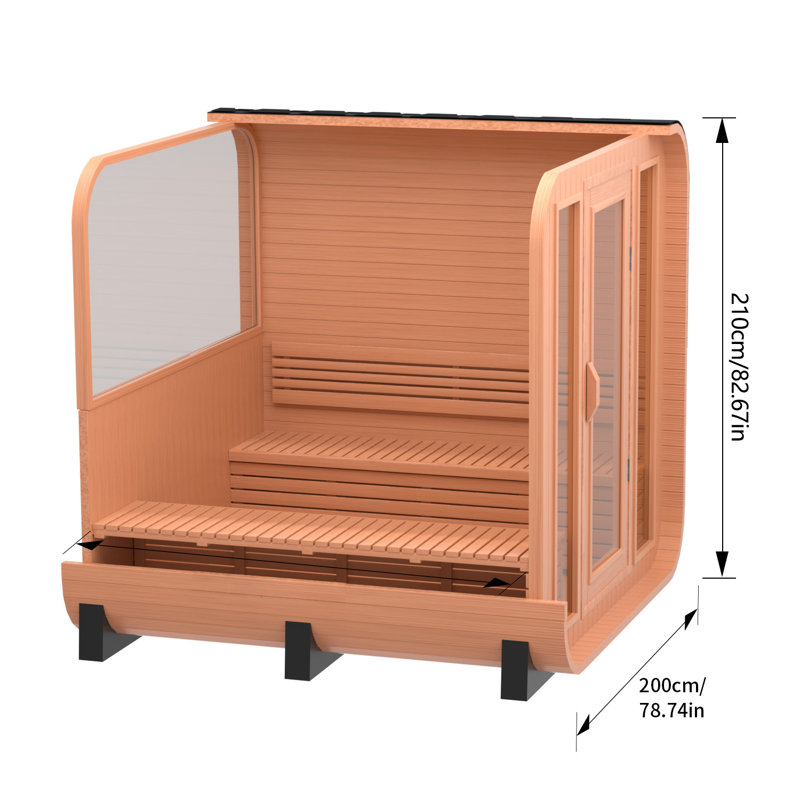 Sauna à vapeur en cèdre rouge traditionnel pour 6 personnes avec fenêtre semi-visible