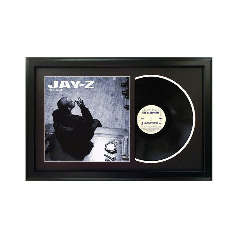Jay-Z "The Blueprint" Framed Vinyl Record Wall Art, LP Album Cover Display, Music Memorabilia Decor, Unique Gift for Vinyl Lovers