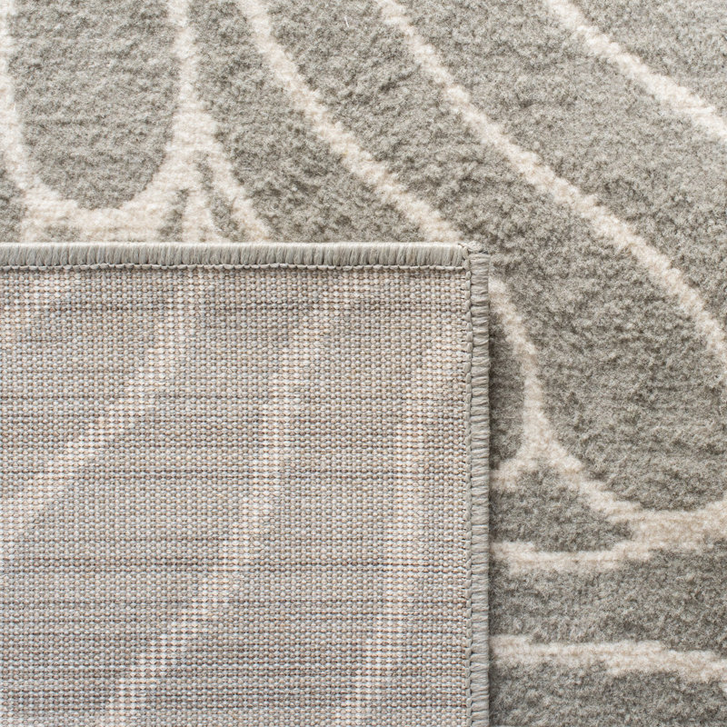 Tapis abstrait gris / ivoire Amaya, Rectangulaire 4 pi 5 po x 6 pi 5 po