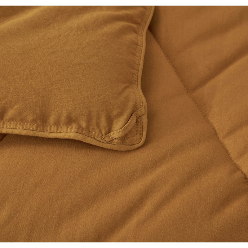 Washed Microfiber Bedding Polyester Comforter, King Comforter + 2 King Shams, Yellow